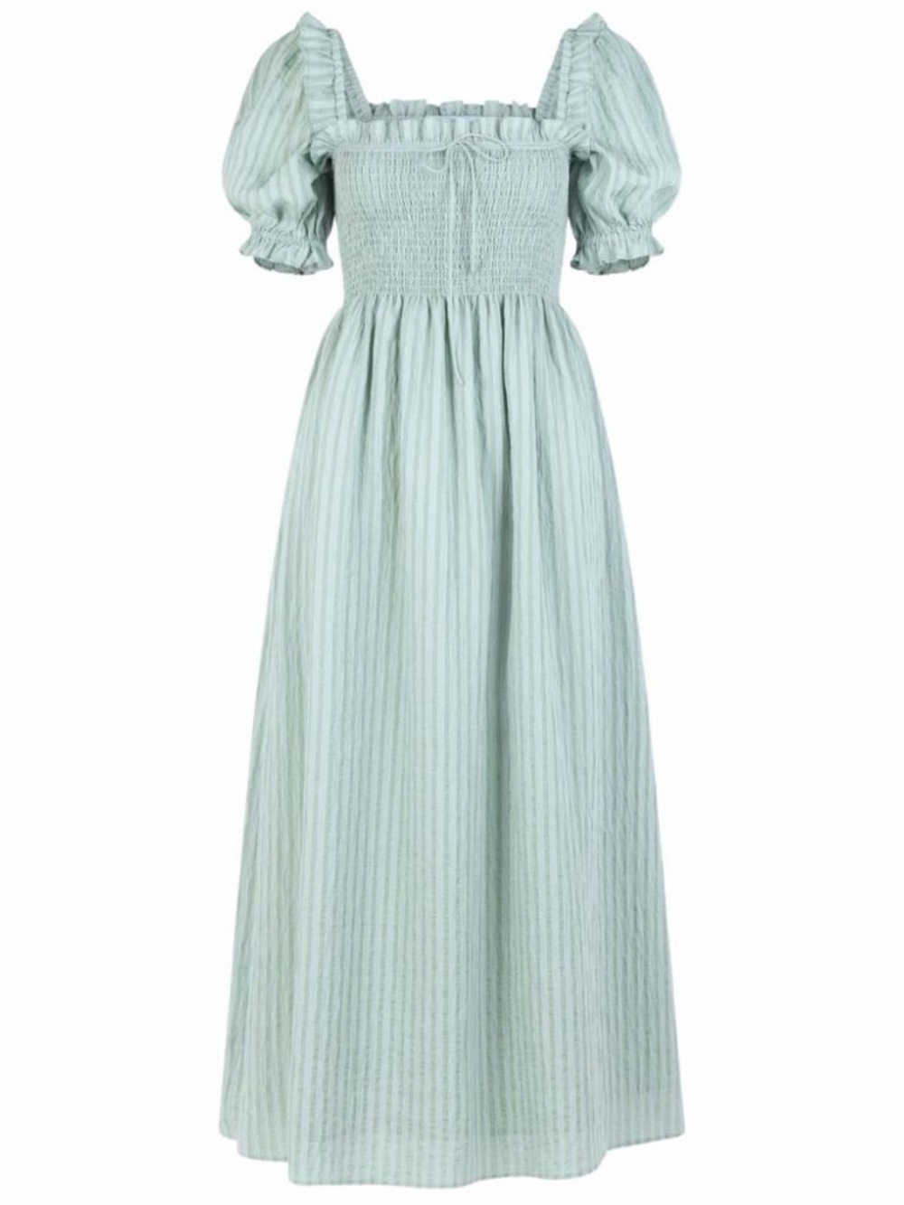 Hill House Home - The Scarlett Nap Dress in Sage Green Tonal Seersucker